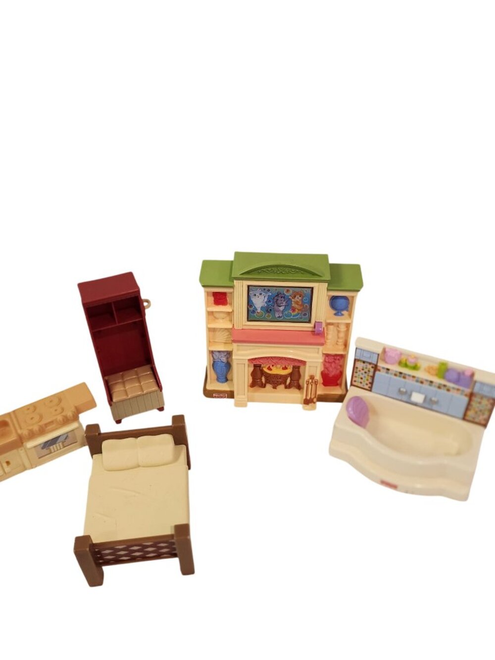 Fisher Price Loving Family Dollhouse Flip TV with Lights / Sounds Fireplace & Mo